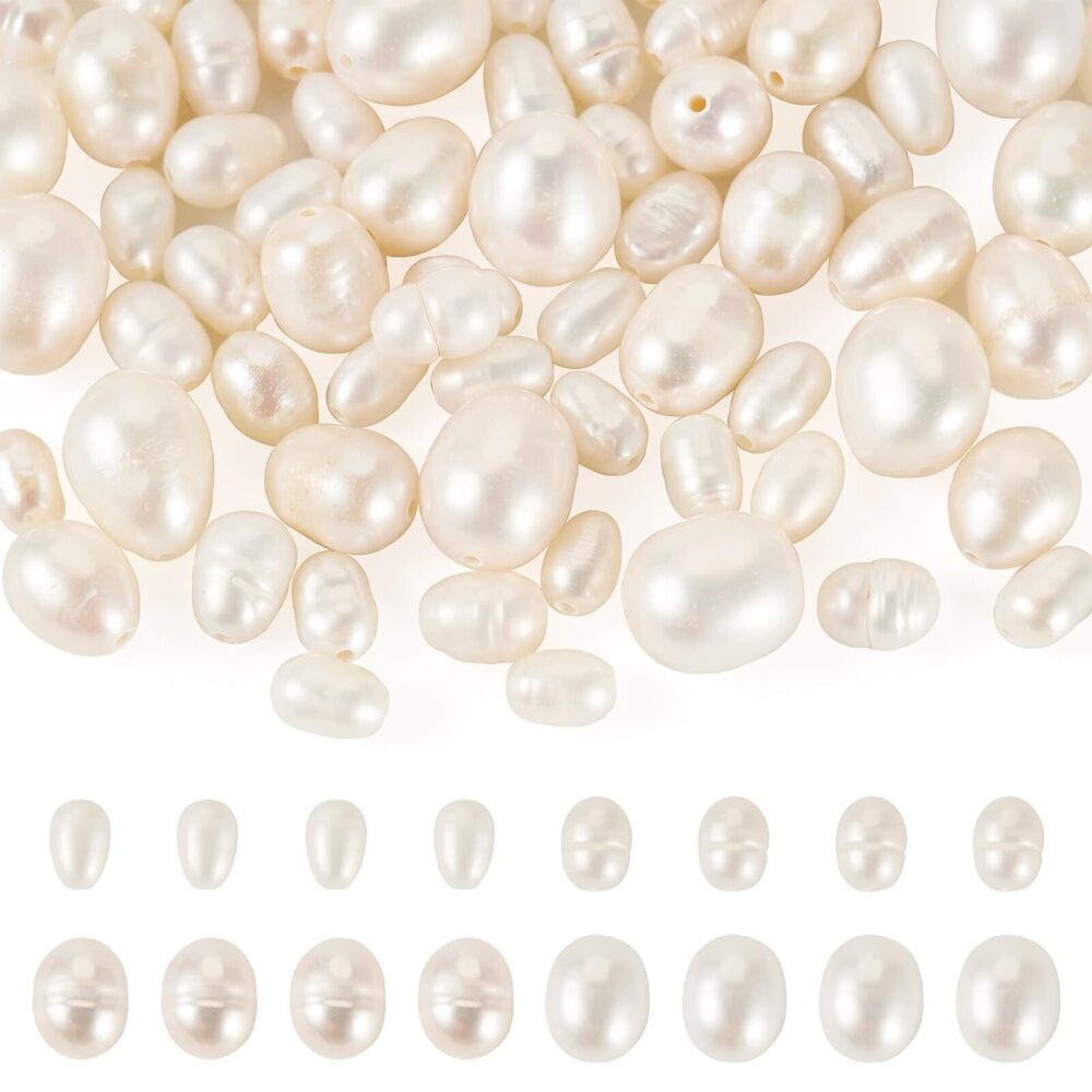 2763 Pandahall 75Pcs White Freshwater Pearl Beads Natural Cultured